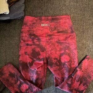 NOBULL Red and Black Tie-Dye Leggings
